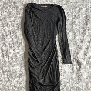Banana Republic Long Sleeve Charcoal Gray Ruched Women’s Dress